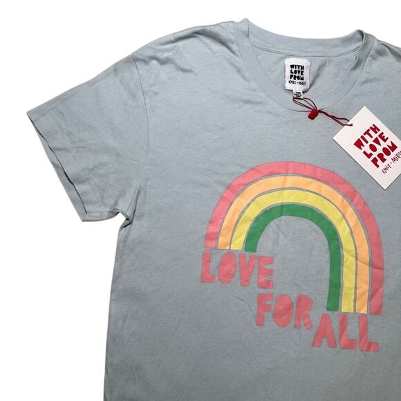 With Love From Emily + Meritt The Slim Tee Love For All Size XS Mist Blue - Picture 9 of 10